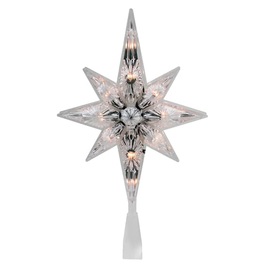 10" White Lighted Faceted Star of Bethlehem Tree Topper